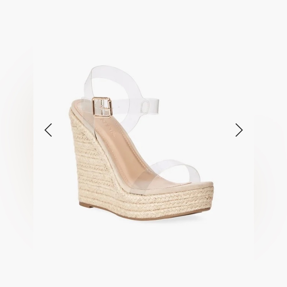 NWOT Karyssa Clear Strap Wedge
